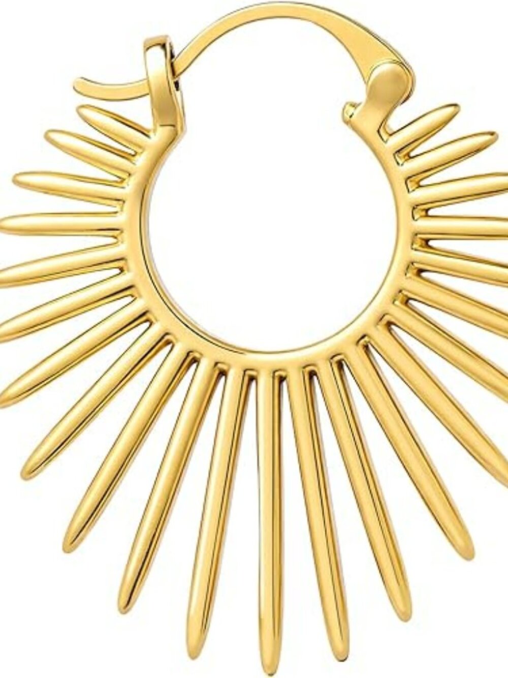 Gold Earrings 18K Real Gold Plated Trendy Hoop Earrings Non Tarnish Sun Rays